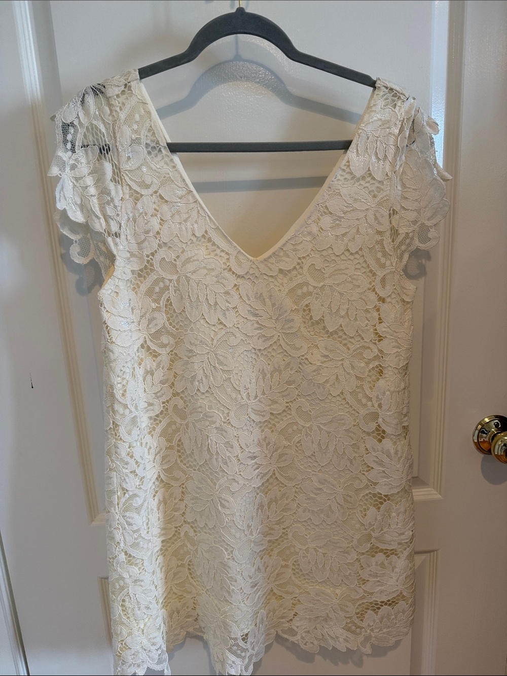 Ivory Lace V-Neck Dress